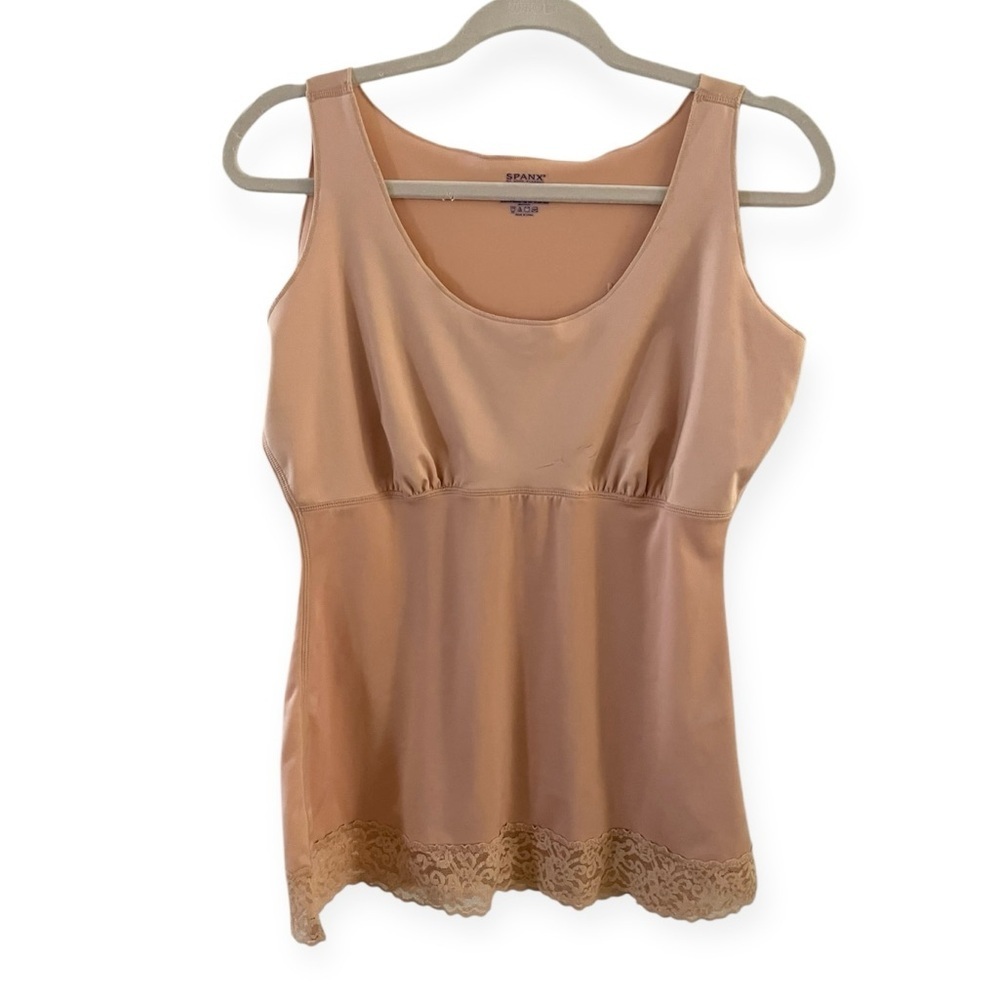 SPANX intimate shapewear tank sleeveless nude lace trim womens 1X comfort plus